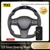LED Carbon Fiber Steering Wheel Phone Holder for Tesla Model 3/Y Sports Competition