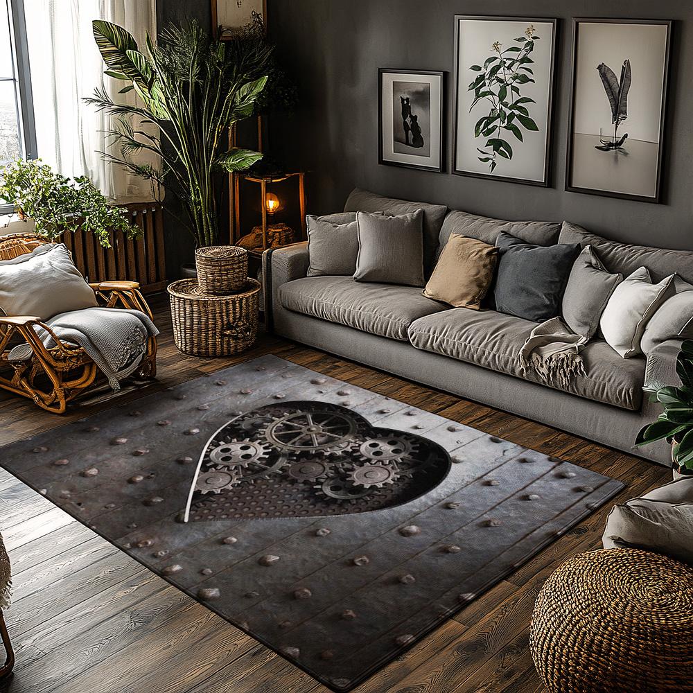 Tuniu 3D Relief Clockwork Gear Floor Carpet Rug Mat for Living Room Bedroom Kitchen Pad