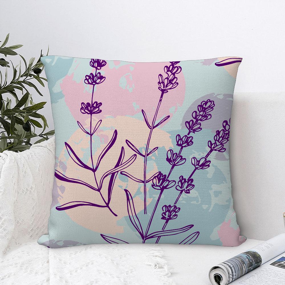 Lavender Flowers Pillow Case Sofa Decorative Home Double-sided Printing Short Plush Cushion Cover Throw Pillow Cover Gifts