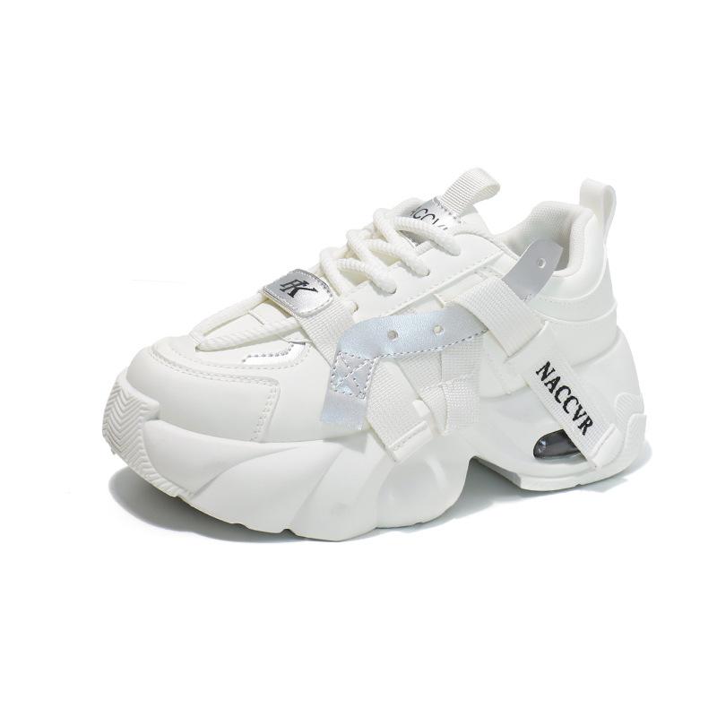 Повседневные женские кроссовки на массивной платформе без шнуровки, легкие кроссовки для бега, дышащие прогулочные кроссовки из искусственной кожи, женская спортивная обувь для тенниса на шнуровке