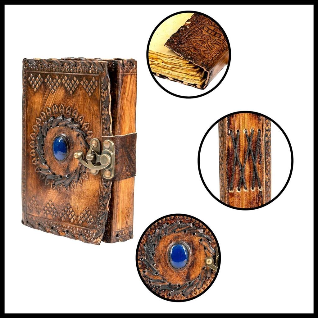 Кожаный журнал с застежкой Журнал с драгоценными камнями Блокнот для письма Пустой блокнот Блокнот ручной работы Чакра Журнал Дневник