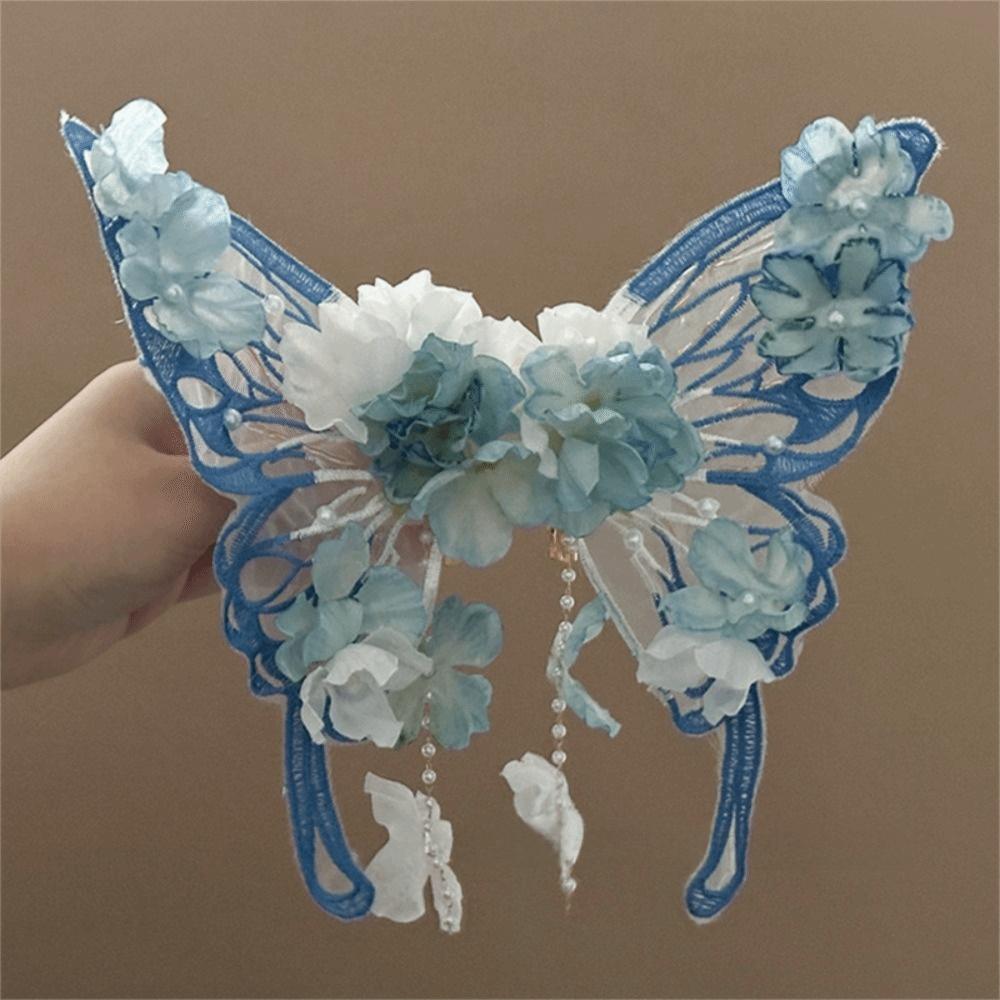 2pcs/set Ancient Style Fairy Tale Butterfly Hairclips Elegant Extra Large Tassel Hairpin Styling Hair Accessories