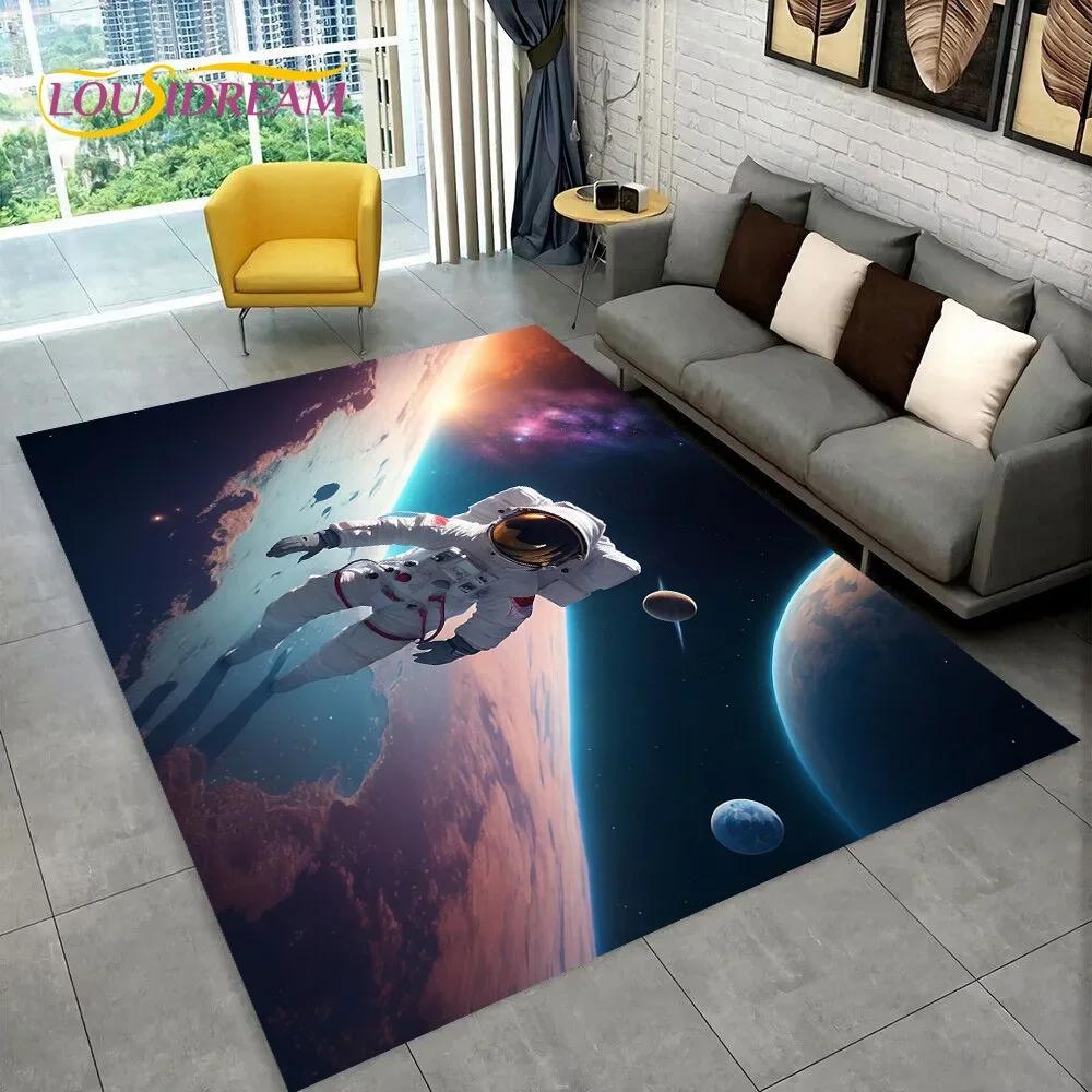 Astronaut Dream Universe Spaceman Outer Space Cartoon Carpet Rug for Bedroom Living Room Sofa Decoration, Large Decor Floor Mat