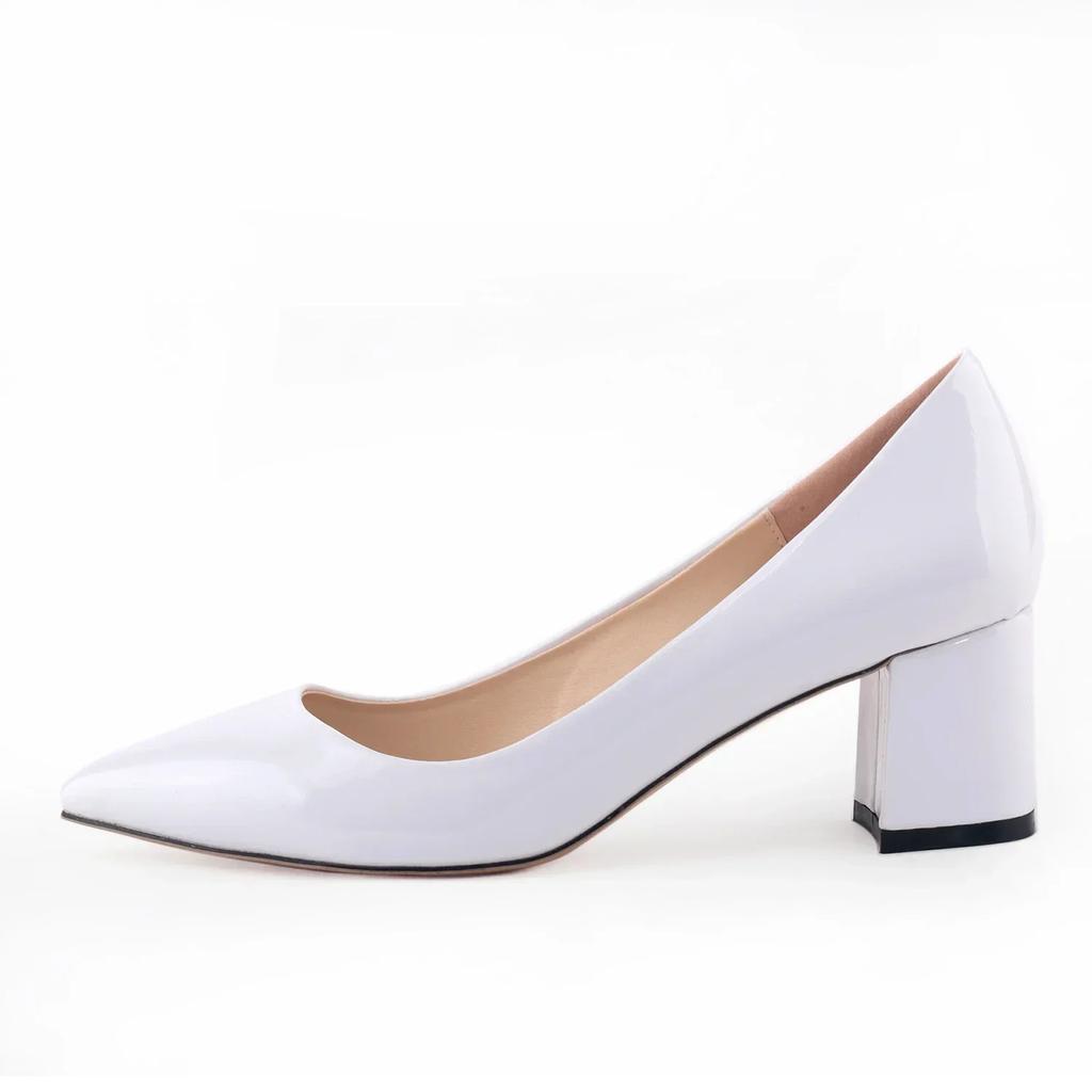 Женские туфли-лодочки Повседневные Остроносые На высоком каблуке Квадратные Женские Офисные Черная кожа Низкий Толстый каблук Светская вечеринка Платье Свадебная обувь