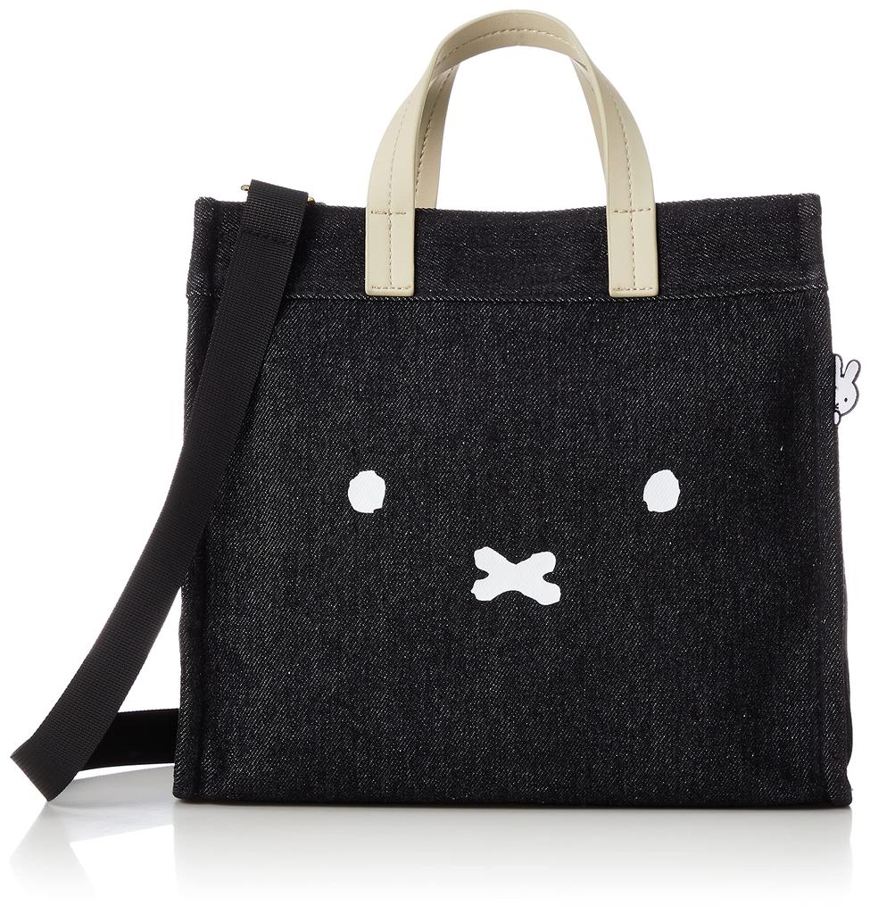 Tote Size B125 Face Denim Black [Hapitas] 2-way Bag, Handbag, M, HAP6033, Miffy, Women's,