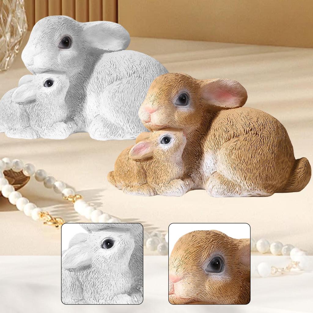 Mini Rabbit Figurine Resin Bunny Statue Animal Ornament for Indoor Outdoor Yard Balcony Easter Home Dollhouse Miniatures
