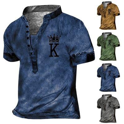 Европейские и американские мужские винтажные топы с цифровой печатью и короткими рукавами