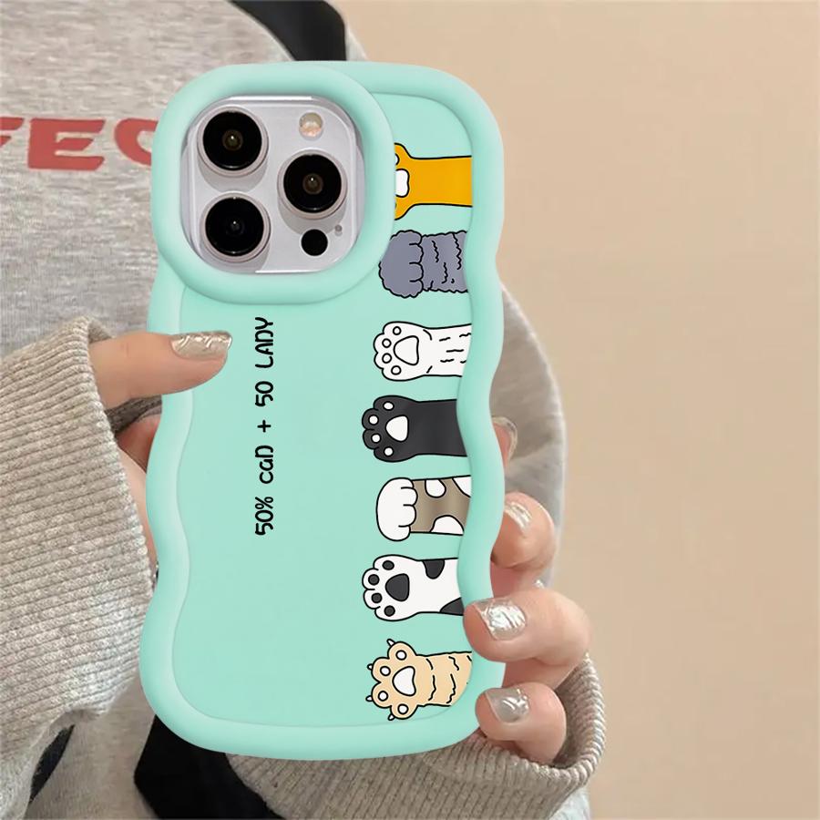 Чехол для iPhone 8 17 Air 12 13 11 14 16 Pro Max XR 15 Plus Мягкий чехол для телефона Милый мультяшный кот