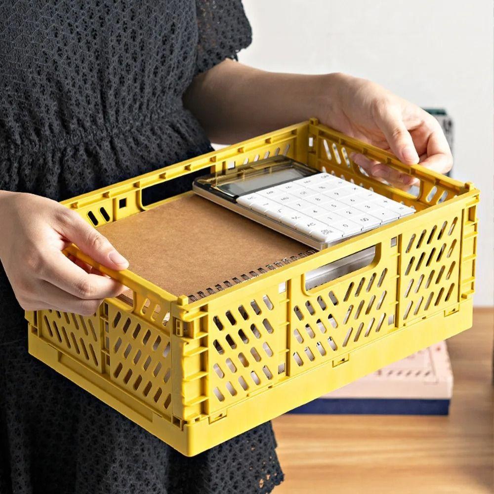 INS Foldable Storage Crate Collapsible Pastel Crates Multi- Purpose Drawer Organizer Case Home
