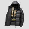 Unisex Black and Gold Hooded Cotton Winter Coat - Thick, Warm, Large Size for Adults