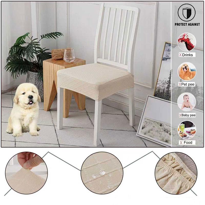 Universal Waterproof Elastic Dining Chair Cover Removable Washable Seat Protector for Home Kitchen Living Room