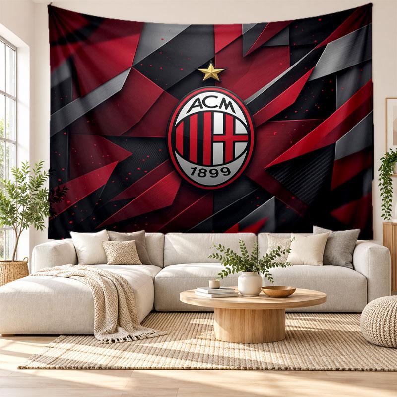 AC Milan Wall Tapestry, Soft Fabric Wall Hanging, Decorative Backdrop For Bedroom Home Wall Art