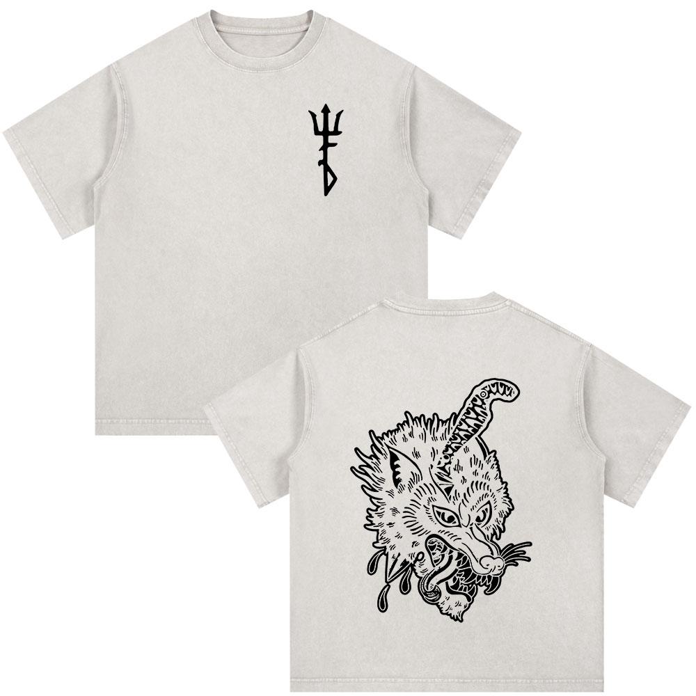 Vintage Washed Forward Observations Group Skeleton Fog T-shirts Men's Women Clothing Fashion Oversized Casual T Shirt Streetwear