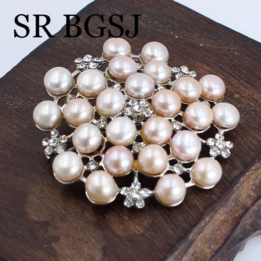 Роскошные украшения 100% Натуральный пресноводный жемчуг Свадебное микроинкрустированное цирконом Пальто Женские аксессуары на все случаи жизни Брошь-булавка