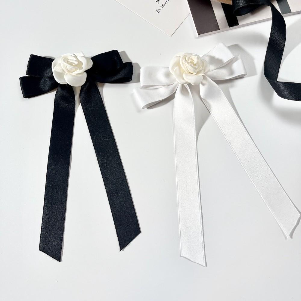 Pearl Black Ribbon Pin White Funerals Memorial Pin Fashion Mourning Badge Brooch Occupation