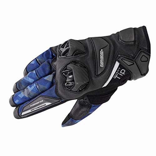 [Komine] Motorcycle Gloves Protective Leather Mesh Gloves Plaid Navy M GK-234 1232 For Spring, Summer, and Autumn Mesh Material Carbon Protector