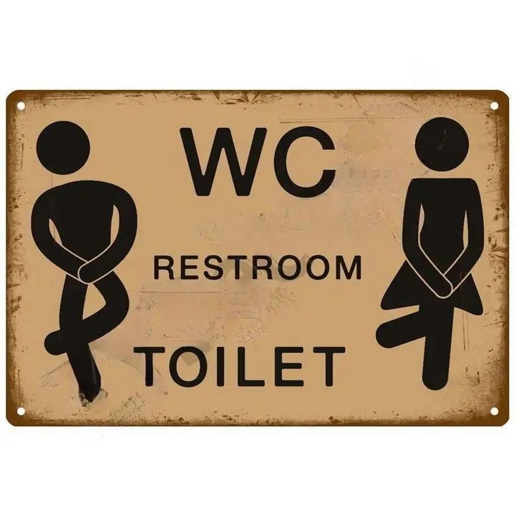 Mfoever Tin Metal Tin Signs Washing Room Toilet Wall Decoration Plaque Vintage Art Posters Iron Painting for Man Cave Home Cafe Club Bar