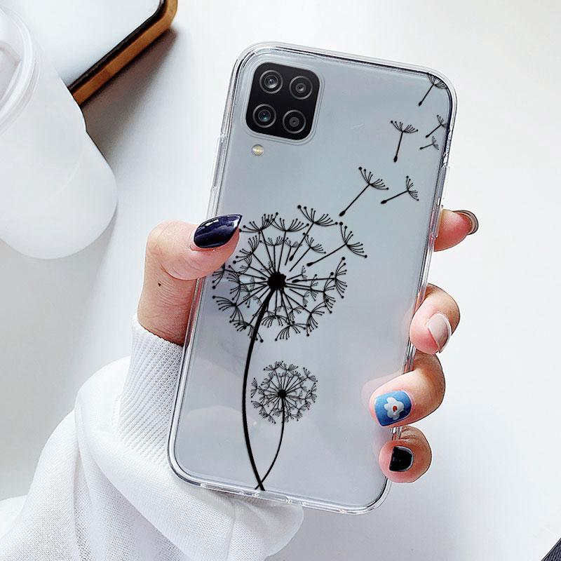 Чехол для телефона Samsung A12 M12 F12 Цветочный силиконовый чехол для Samsung Galaxy A12 5G Fundas Coque Прозрачный мягкий Capas Цветок ТПУ