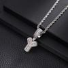 Zircon Inlaid Rock Sugar Initial Pendant Necklace - European & American Hip-Hop Style