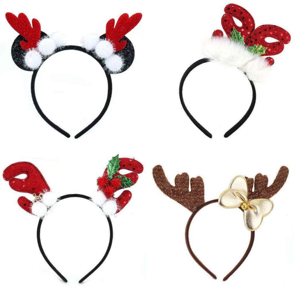 Wholesale Deer Antler Headband For Christmas Dress-up Cute Hair Decorations For Women Plush Handcrafted Colors 1 2 3 4 5)