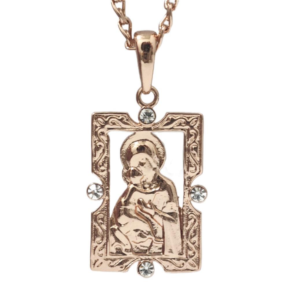 Square Virgin Inlaid Zircon Pendant Rose Gold Color Necklace Female Color-preserving Jewelry Gift