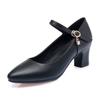 Autumn Women Fashion Sweet Comfort Buckle Strap Square Heel Pumps Casual Black Leather Office High Heel Shoes