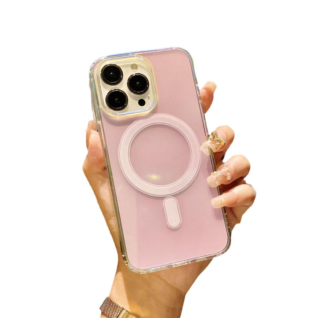 Для IPhone17promax Гальванизированный Магнитный Чехол для Телефона для Apple 16 Лазерный Меняющий Цвет 15 Противоударный Всесторонний