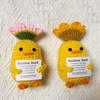 Funny Crochet Positive Energy Sunflower Duck Doll With Card Home Room Decoration Handmade Knitted Duck Desktop Ornament Gifts