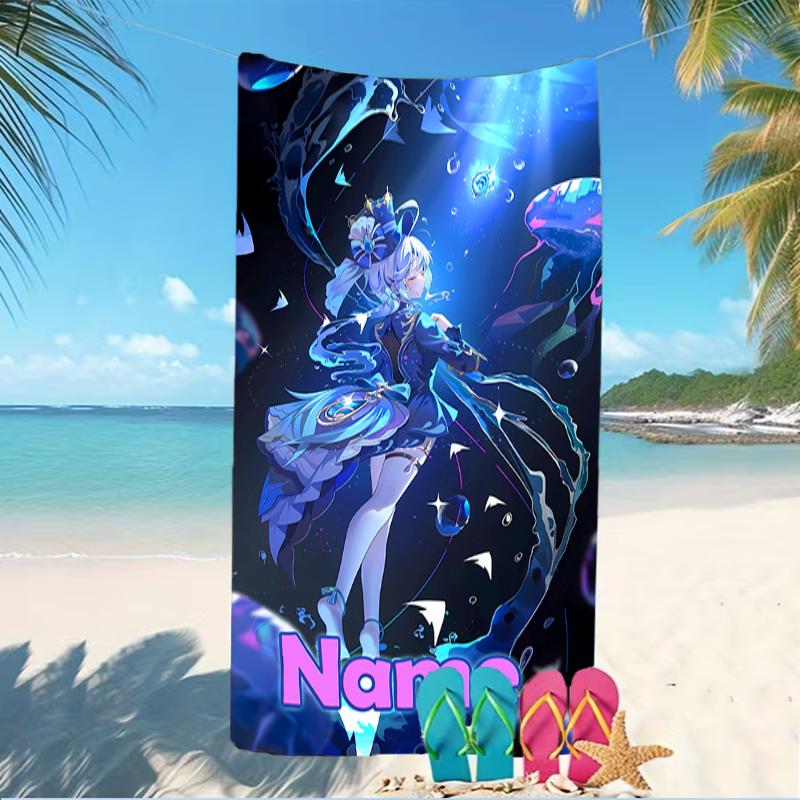 Customizable personalized beach towels Genshin Impact characters themed designs.Suitable for the beach, yoga, sports;ideal as beach accessories