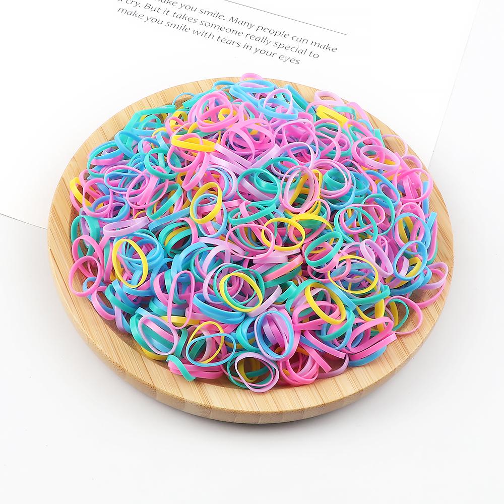 500 шт./пакет Маленькие одноразовые резинки для девочек Разноцветные эластичные резинки для волос Повязка на голову для детей Детские держатели Подарки Аксессуары для волос