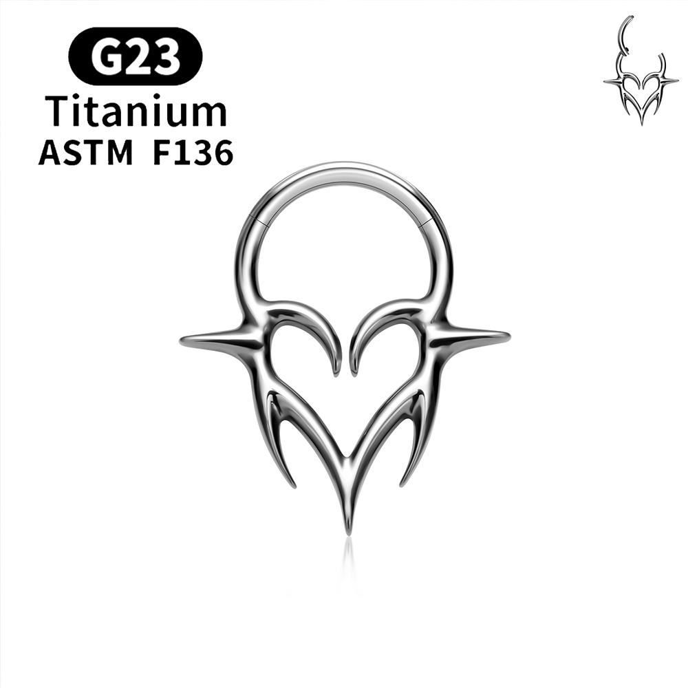 ASTM F136 G23 Титановые Пирсинг Септум Сердце Кольца в Нос 16G Навесной Кликер Трагус Хрящ Хеликс Серьги Панк Боди-Пирсинг