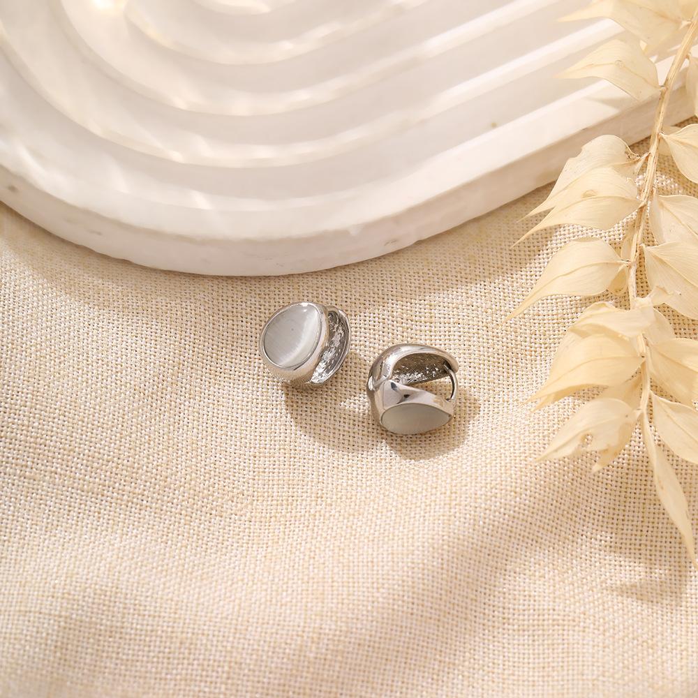 Exquisite Small Cat Eye Stone Drop Earrings Unique Design Double Sided Dainty Elegant Ear Accessories