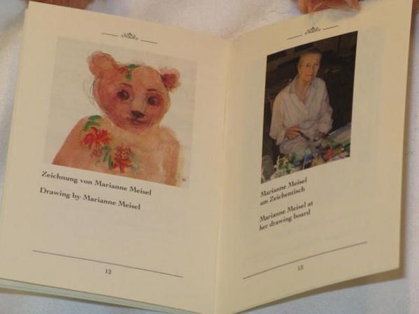 Ограниченный клубный медведь Steiff с цветком Подписан самой художницей Издание 2007 года "Марианна" Розовое украшение