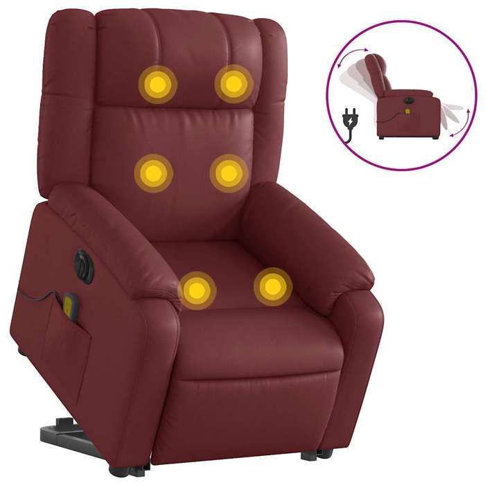 VidaXL Fauteuil inclinable de massage électrique rouge bordeaux 3205175
