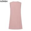 VONDA Летние женские короткие платья с круглым вырезом без рукавов