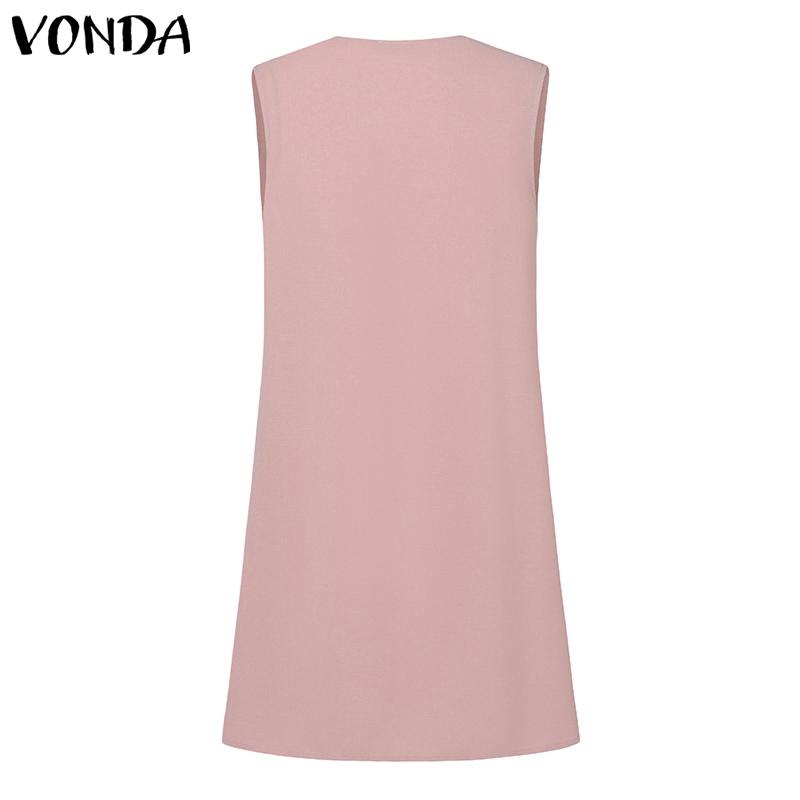VONDA Летние женские короткие платья с круглым вырезом без рукавов
