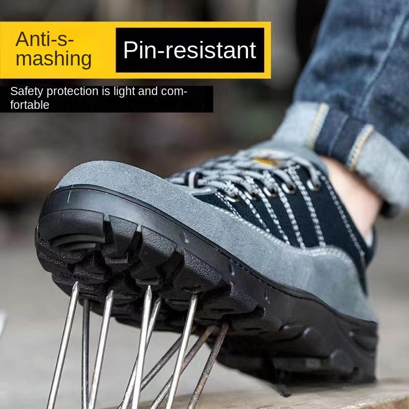 Labor Insurance Shoes Anti-smashing, Anti-piercing, Breathable and Lightweight Safety Shoelaces Steel Plate Work Shoes