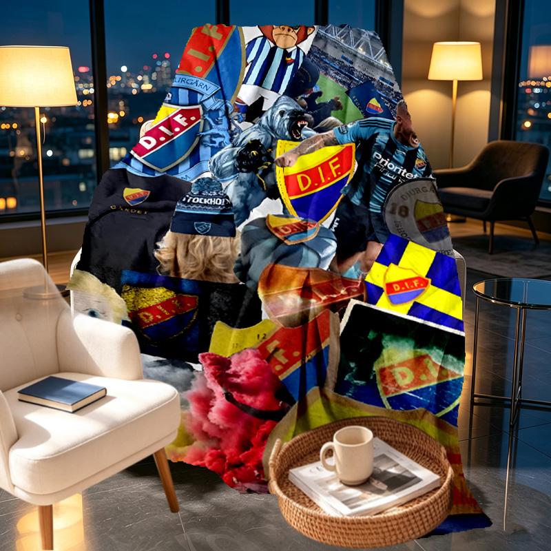 Djurgardens IF Print Blanket - Soft & Comfortable, for Bedroom, Travel, Sofa, Home Decoration - Birthday Christmas Gift for Friend
