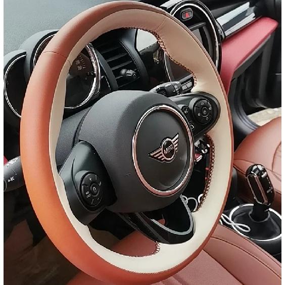 For MINI Cooper S JCW F60 F55 F54 F56 F57 Hand-stitched Black Non-slip Car Steering Wheel