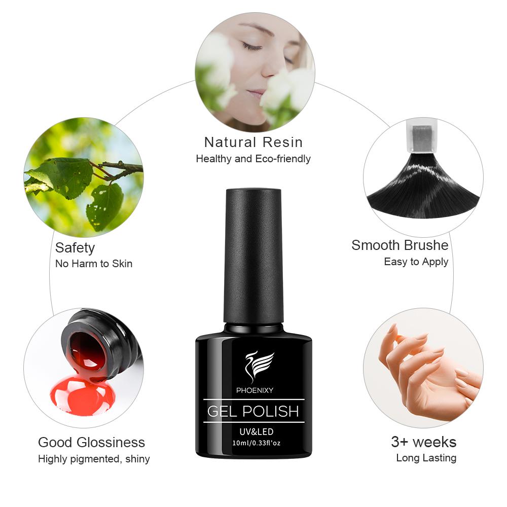 PHOENIXY 10 мл Гель-лак Полуперманентный Гель-лак Цвет Замачиваемый УФ LED Гель Материал для Нейл-арта
