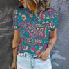 Women's T-Shirt Fashion Retro Floral Pattern Print T-Shirt Women's Leisure Short Sleeve T-Shirt Summer Oversized T-Shirt Tops