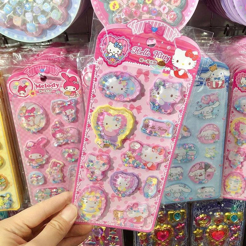 6Sheets DIY Sanrio 3D Shake Sticker Cute Anime Kawaii Notebook Album Diary Handbook Decorationfor Student Stationery Kids Toy