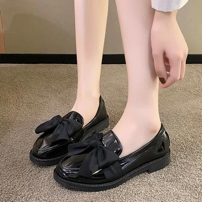 Модная женская обувь 2024 больших размеров, женские туфли-лодочки без застежки, классические повседневные туфли-лодочки, женские туфли с бантом и круглым носком на низком каблуке, женские zapatos