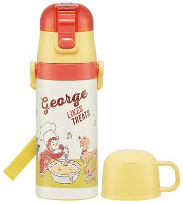 Бутылка для воды 350 мл Curious George 23 для детей, чашка для питья с двумя отверстиями, нержавеющая сталь SKDC3-A