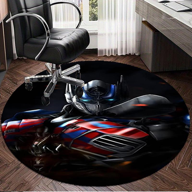 1PC Trans-formers Adventure Round Rug, Non-slip Chair Mat, Home Decor, Circle Carpet Perfect for Office, Bedroom, Living Room,Christmas gift