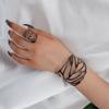 Elegant Open Bangle Ring Set Vintage Retro Jewelry Set Trendy Hollow Leaf Bangle  Special Occasions