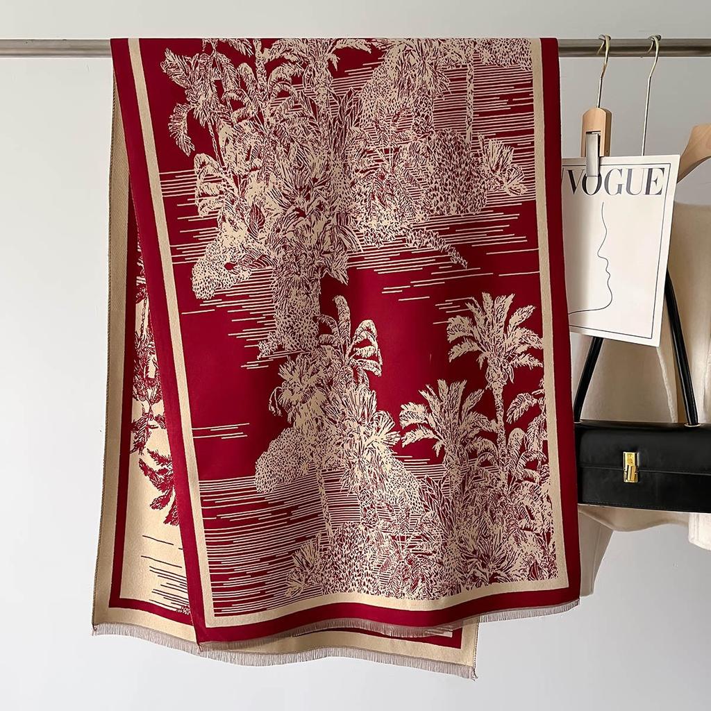 Winter Women Print Warm Scarf Cashmere Pashmina Double Sided Scarves Shawls Female Thick Blanket Wrap Bufanda Stole Echarpe