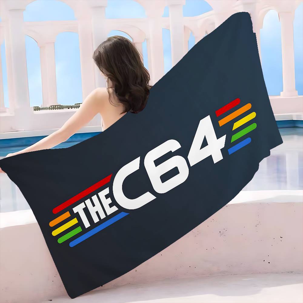 Логотип Commodore 64 Микрофибровое одеяло Быстросохнущие пляжные полотенца Большой размер Печать Супервпитывающее Полотенце-одеяло для бассейна
