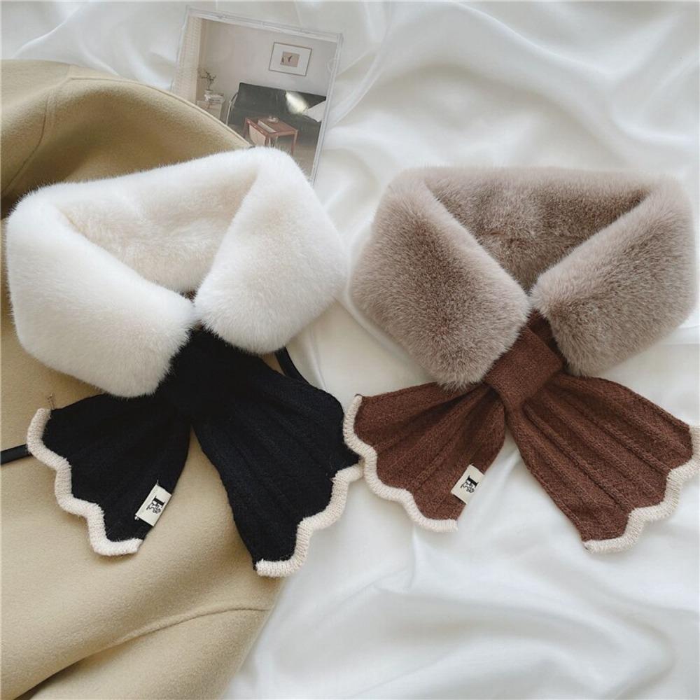 Shawl Knitted Scarf Windproof Plush Scarfs Fashion Cervical Spine Warm Scarve  Winter
