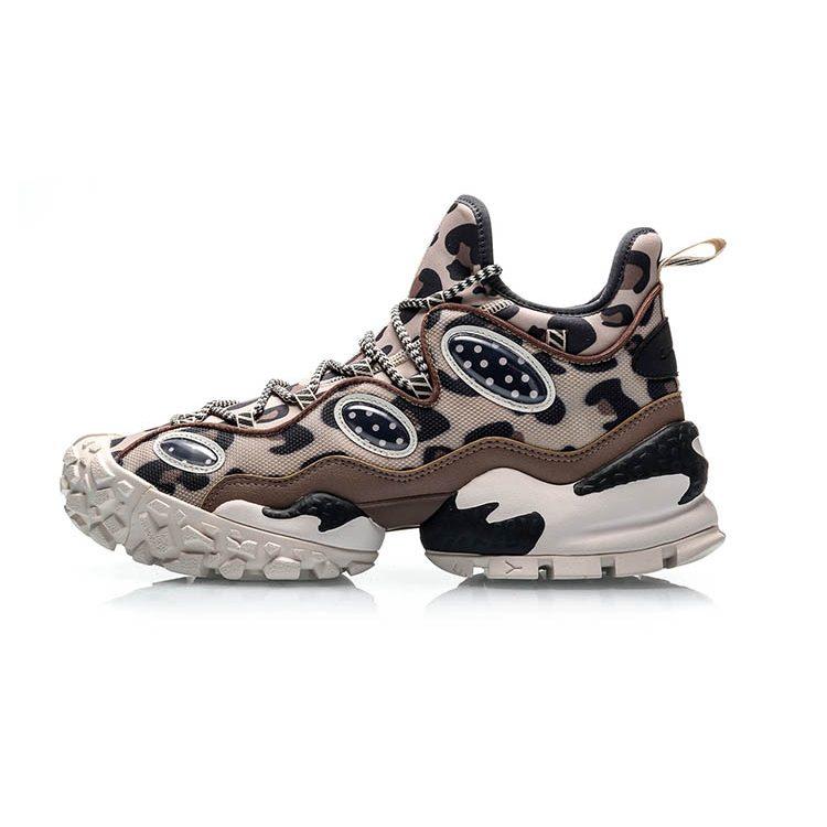 Li Ning COUNTERFLOW Source MONSTER EYE Кроссовки для баскетбола средней высоты Мужские Леопардовый принт AGLP135-4